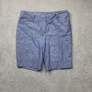 Talbots Shorts Womens 8 Blue Perfect Short Chambray Bermuda Chino Pockets
